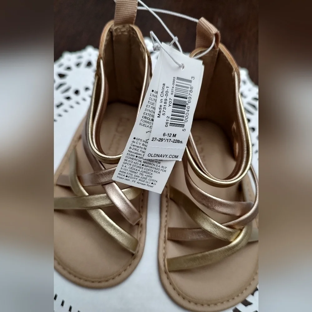 OLD Navy Girls Gold Strappy Flats/Sandals
